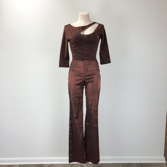 Vintage Pants - Vintage 90s Y2k Holiday Top & Pants Two Piece Set